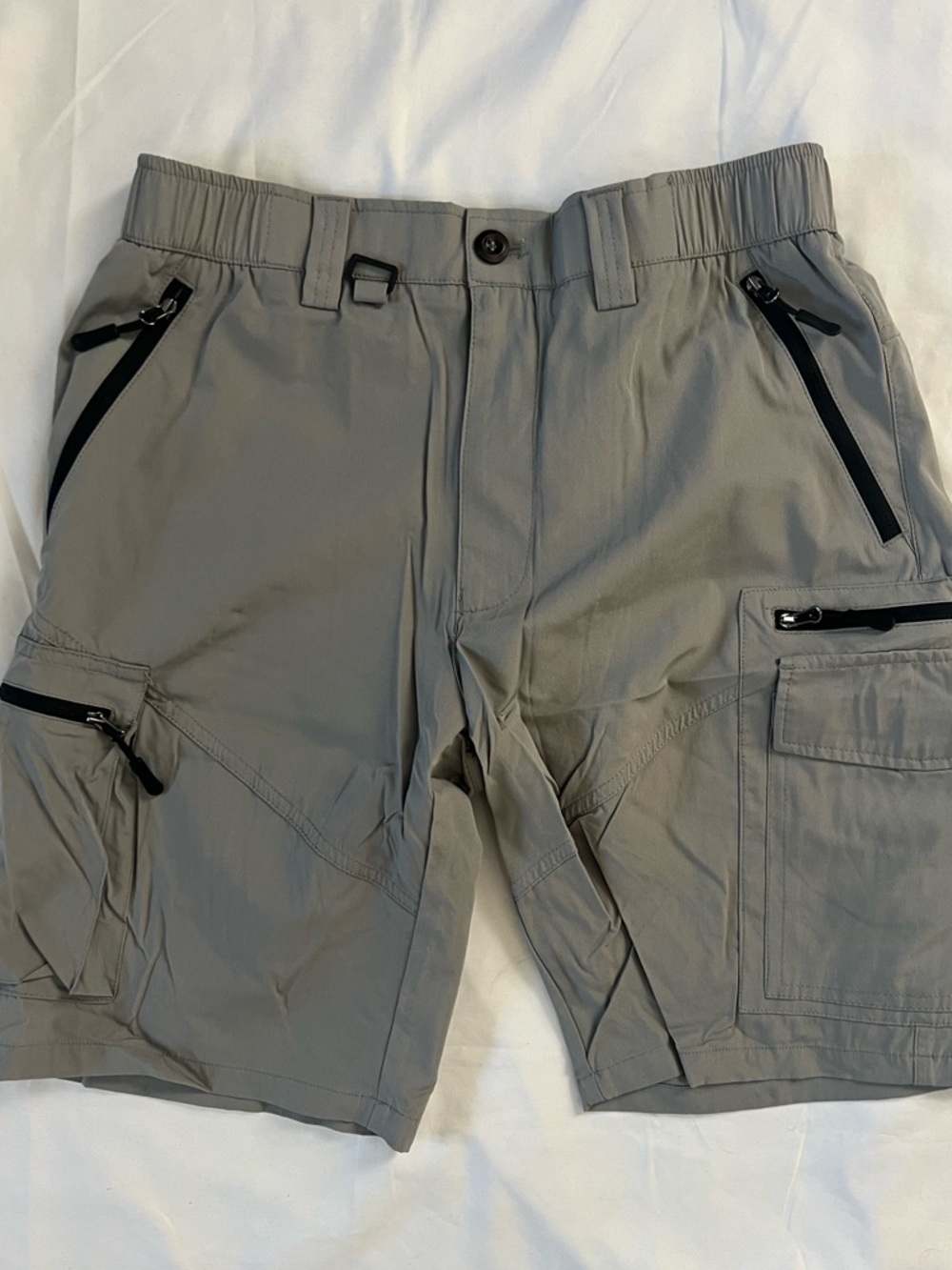 Men's Grey Utility Cargo Shorts - Lightweight Outdoor Performance Fabric